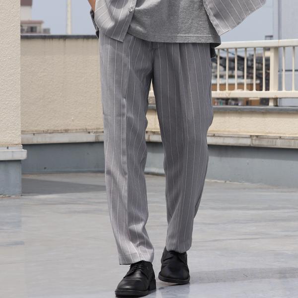 オーディエンス Audience 2タックパンツ テーパードパンツ Reflax Linon リフラクスリノン ストライプ柄 日本製 メンズ AUD3554 | Audience | 06
