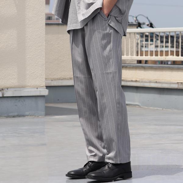 オーディエンス Audience 2タックパンツ テーパードパンツ Reflax Linon リフラクスリノン ストライプ柄 日本製 メンズ AUD3554 | Audience | 07