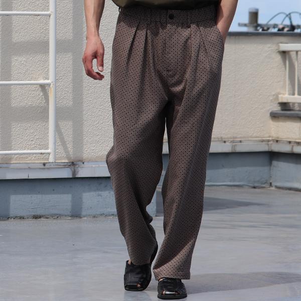 オーディエンス Audience 2タックパンツ ワイドイージーパンツ ジャパニーズトラディショナルパターン 日本製 メンズ AUD3588 | Audience | 01