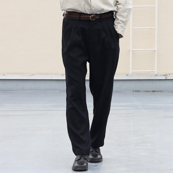 オーディエンス Audience 2タック イージー テーパードパンツ ナチュレミア リネンライク メランジクロス Naturemier TM 日本製 AUD3615 | Audience | 01