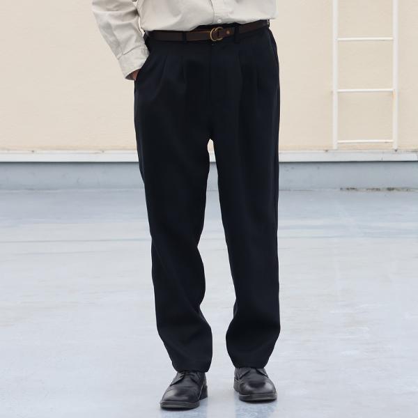 オーディエンス Audience 2タック イージー テーパードパンツ ナチュレミア リネンライク メランジクロス Naturemier TM 日本製 AUD3615 | Audience | 02