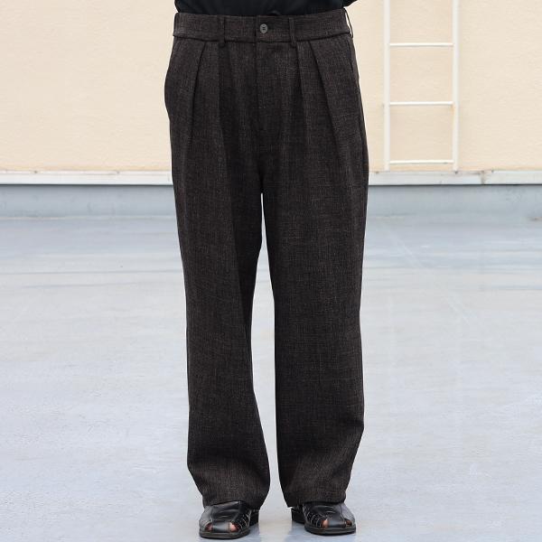 オーディエンス Audience 2タック ワイド イージーパンツ Naturemier TM ナチュレミア TECH リネンライク メランジツイル 日本製 AUD3628 | Audience | 01