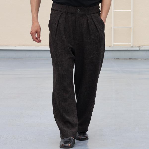 オーディエンス Audience 2タック ワイド イージーパンツ Naturemier TM ナチュレミア TECH リネンライク メランジツイル 日本製 AUD3628 | Audience | 02