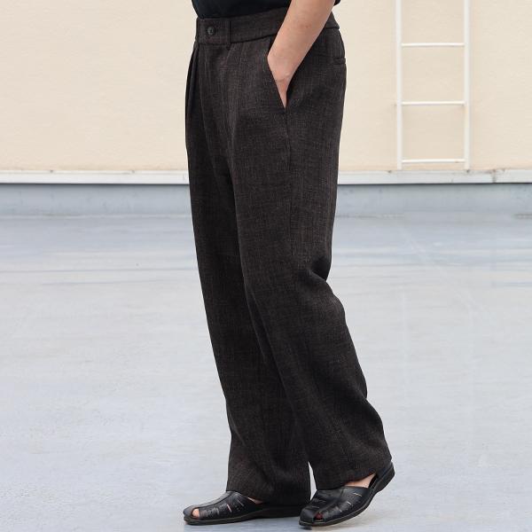 オーディエンス Audience 2タック ワイド イージーパンツ Naturemier TM ナチュレミア TECH リネンライク メランジツイル 日本製 AUD3628 | Audience | 03
