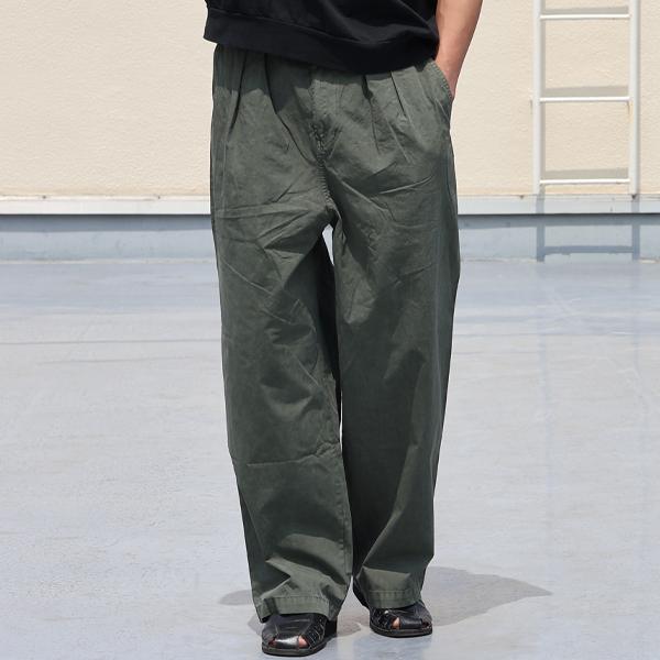 オーディエンス Audience 2タック ワイド イージーパンツ ピグメント 馬布  ホースクロス AUD3629 | Audience | 01