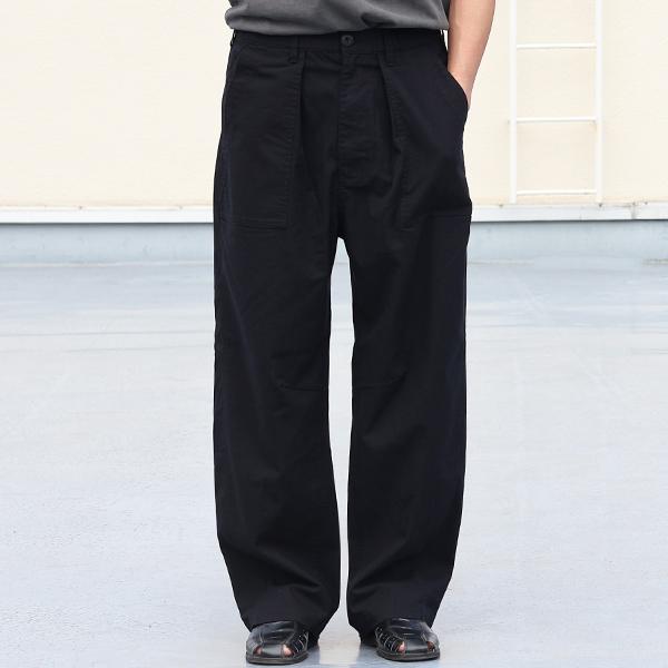 オーディエンス Audience 1タックベイカー カーヴド イージーパンツ 綿麻ビンテージキャンバス AUD3634 | Audience | 01
