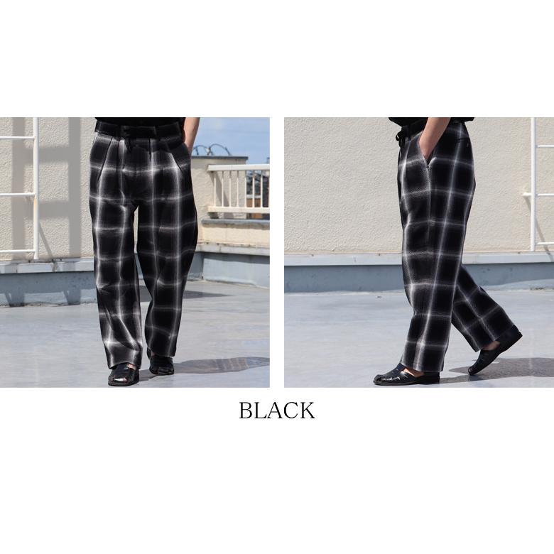 オーディエンス Audience 2タックパンツ ワイドイージーパンツ  ヘヴィツイル オンブレチェック柄 日本製 メンズ　AUD3645 | Audience | 19