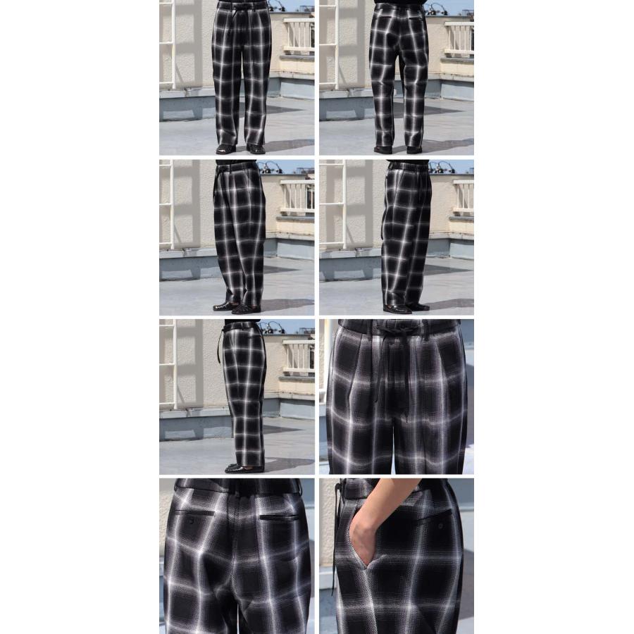 オーディエンス Audience 2タックパンツ ワイドイージーパンツ  ヘヴィツイル オンブレチェック柄 日本製 メンズ　AUD3645 | Audience | 20
