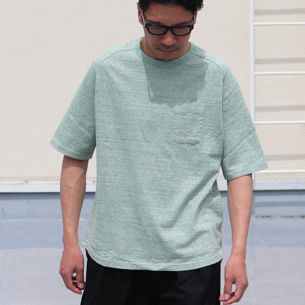 16/1吊編天竺 ヘムラウンド 胸ポケ付 クルーネック5分袖Tee【MADE IN TOKYO】『東京製』 / Upscape Audience | Audience | 03