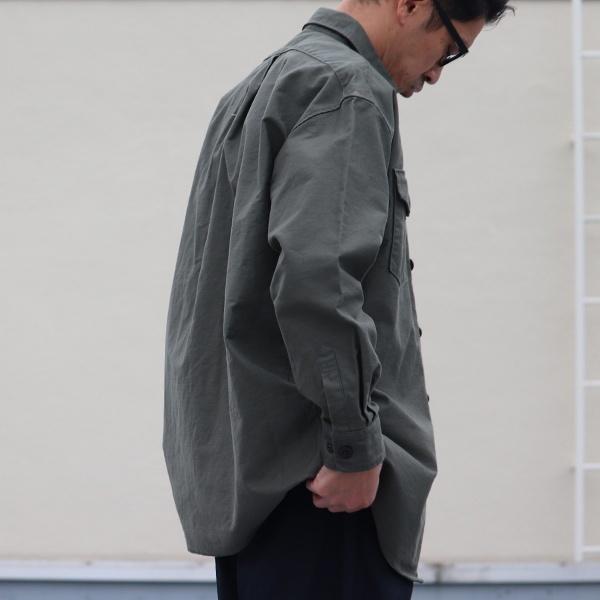 オーディエンス Audience ファティーグシャツ ヨコムラバックサテン グリストーンW加工 ボクシーAラインシルエット 日本製 メンズ | Audience | 10