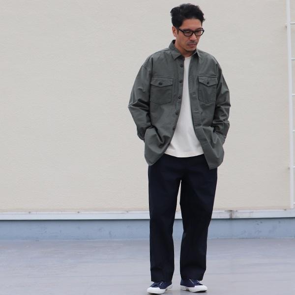 オーディエンス Audience ファティーグシャツ ヨコムラバックサテン グリストーンW加工 ボクシーAラインシルエット 日本製 メンズ | Audience | 12