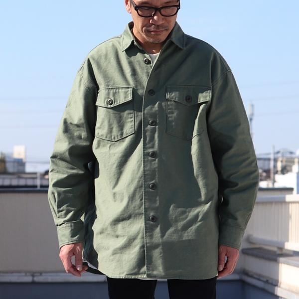 オーディエンス Audience ファティーグシャツ ヨコムラバックサテン グリストーンW加工 ボクシーAラインシルエット 日本製 メンズ | Audience | 02