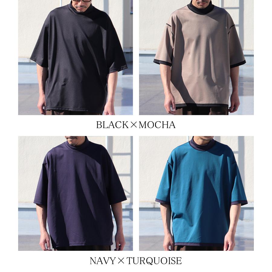 ハイゲージシャンブレー ダブルニット モックネック ハーフスリーブ リバーシブル Tシャツ【MADE IN JAPAN】『日本製』/ Upscape Audience [AUD6419] | Audience | 19