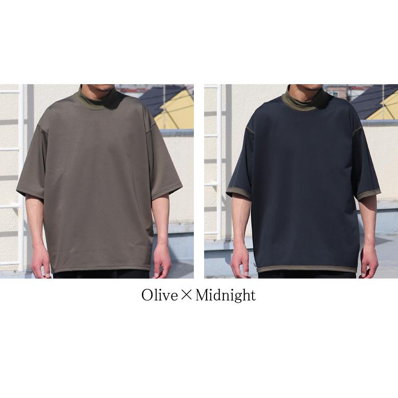ハイゲージシャンブレー ダブルニット モックネック ハーフスリーブ リバーシブル Tシャツ【MADE IN JAPAN】『日本製』/ Upscape Audience [AUD6419] | Audience | 20