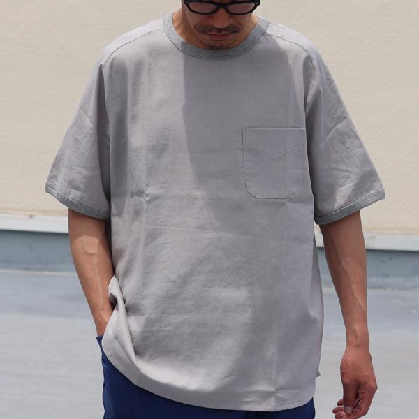 オーディエンス Audience 布帛TEEシャツ ハーフスリーブTEEシャツ サドルショルダー ポケ付き 綿麻 日本製 | Audience | 05