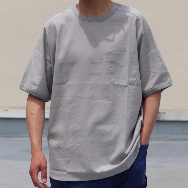 オーディエンス Audience 布帛TEEシャツ ハーフスリーブTEEシャツ サドルショルダー ポケ付き 綿麻 日本製 | Audience | 06