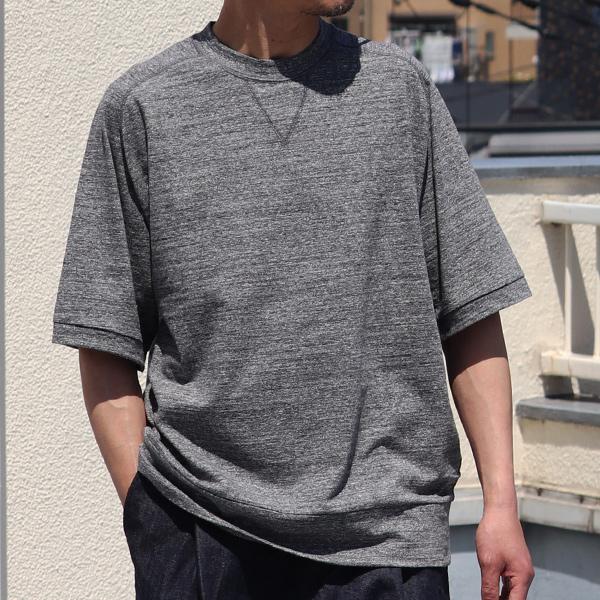 粗挽き天竺 ガゼット クルーネック スウェットライク ハーフスリーブ Tシャツ/ Upscape Audience [AUD6452] | Audience | 01