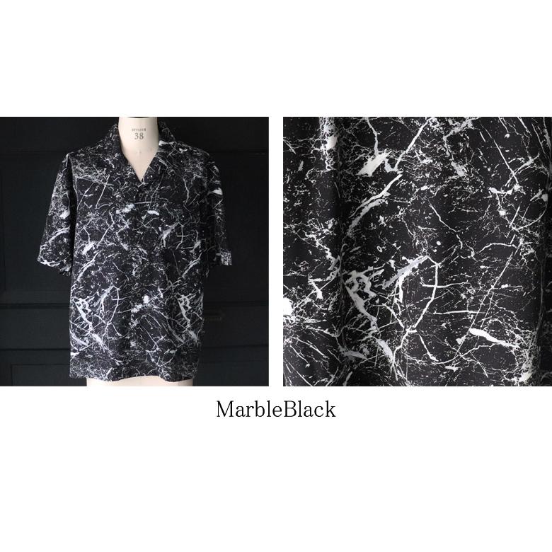 オーディエンス Audience オープンカラー ハーフスリーブシャツ レーヨンライク ピーチファイユ ブラッシュ&マーブルパターン 日本製 丹後産 AUD6507 | Audience | 19