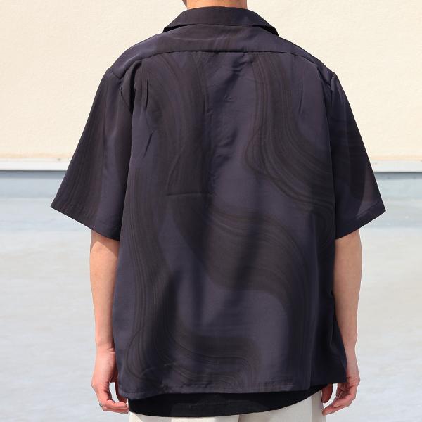 オーディエンス Audience オープンカラー ハーフスリーブシャツ レーヨンライク ピーチファイユ ブラッシュ&マーブルパターン 日本製 丹後産 AUD6507 | Audience | 03