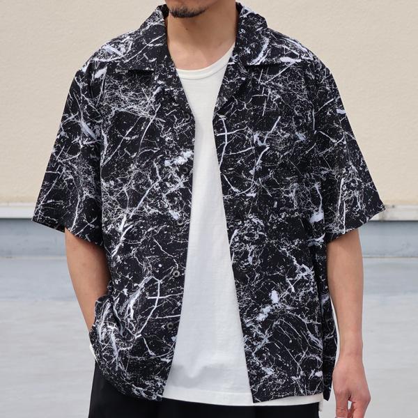 オーディエンス Audience オープンカラー ハーフスリーブシャツ レーヨンライク ピーチファイユ ブラッシュ&マーブルパターン 日本製 丹後産 AUD6507 | Audience | 05