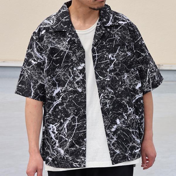 オーディエンス Audience オープンカラー ハーフスリーブシャツ レーヨンライク ピーチファイユ ブラッシュ&マーブルパターン 日本製 丹後産 AUD6507 | Audience | 06