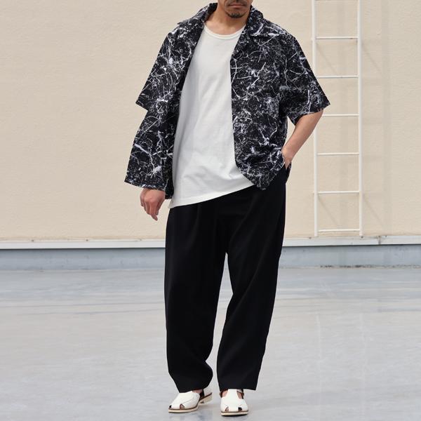 オーディエンス Audience オープンカラー ハーフスリーブシャツ レーヨンライク ピーチファイユ ブラッシュ&マーブルパターン 日本製 丹後産 AUD6507 | Audience | 08