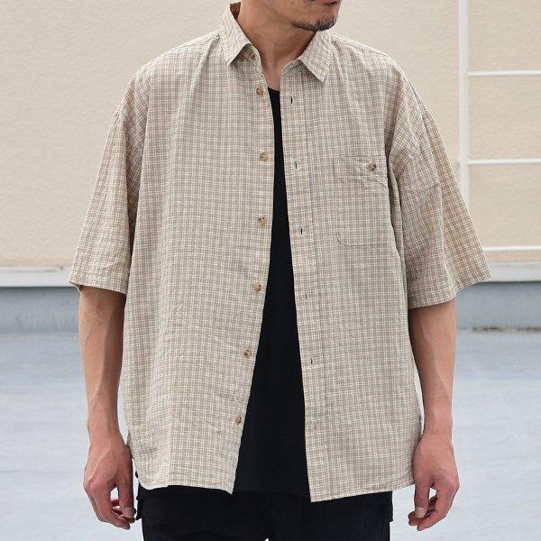 オーディエンス Audience レギュラーカラー ボクシーAライン ハーフスリーブ ワーク シャツドビーミニチェック 播州織 日本製 AUD6602 | Audience | 01