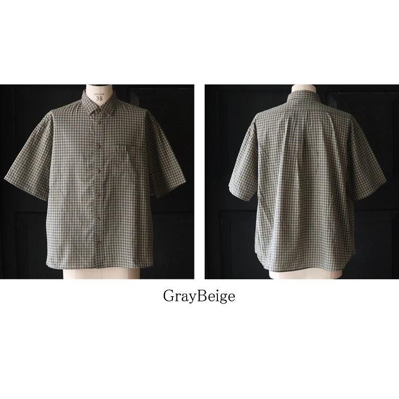 オーディエンス Audience レギュラーカラー ボクシーAライン ハーフスリーブ ワーク シャツドビーミニチェック 播州織 日本製 AUD6602 | Audience | 20