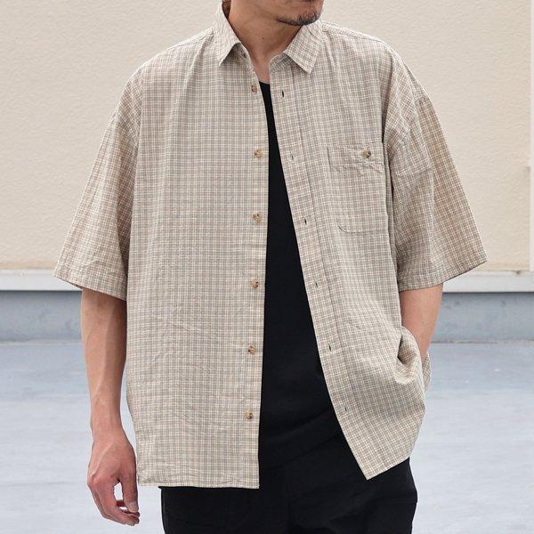 オーディエンス Audience レギュラーカラー ボクシーAライン ハーフスリーブ ワーク シャツドビーミニチェック 播州織 日本製 AUD6602 | Audience | 02