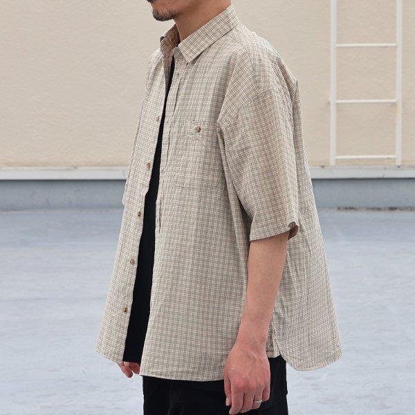 オーディエンス Audience レギュラーカラー ボクシーAライン ハーフスリーブ ワーク シャツドビーミニチェック 播州織 日本製 AUD6602 | Audience | 03