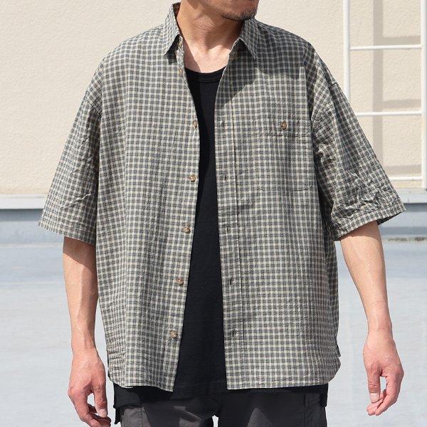 オーディエンス Audience レギュラーカラー ボクシーAライン ハーフスリーブ ワーク シャツドビーミニチェック 播州織 日本製 AUD6602 | Audience | 05