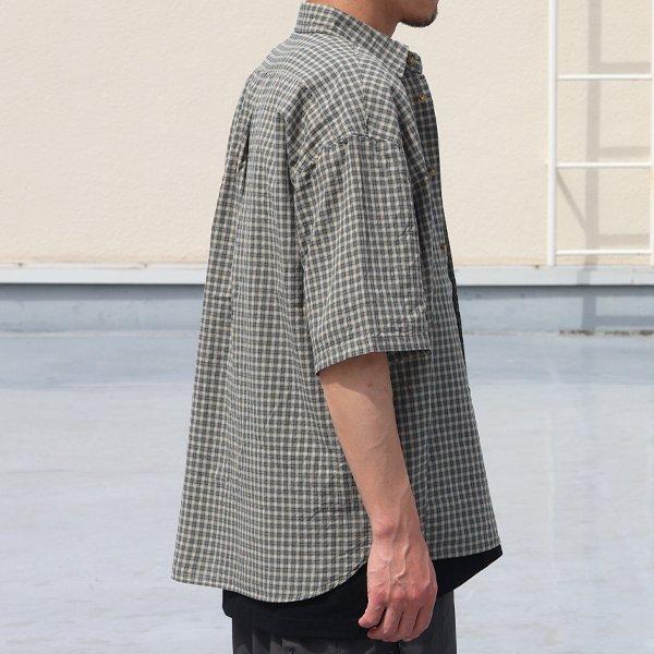 オーディエンス Audience レギュラーカラー ボクシーAライン ハーフスリーブ ワーク シャツドビーミニチェック 播州織 日本製 AUD6602 | Audience | 07