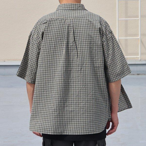オーディエンス Audience レギュラーカラー ボクシーAライン ハーフスリーブ ワーク シャツドビーミニチェック 播州織 日本製 AUD6602 | Audience | 08