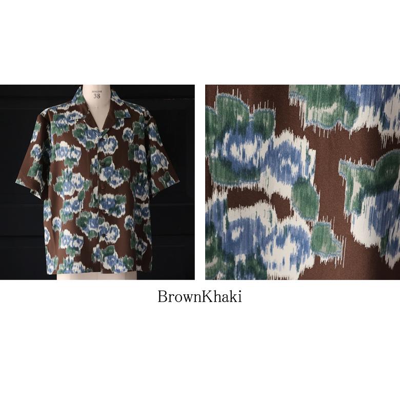 オーディエンス Audience オープンカラー ハーフスリーブシャツ ライトアムンゼン ジャパニーズ カスリライクプリント 梨地 丹後 日本製  AUD6607 | Audience | 17