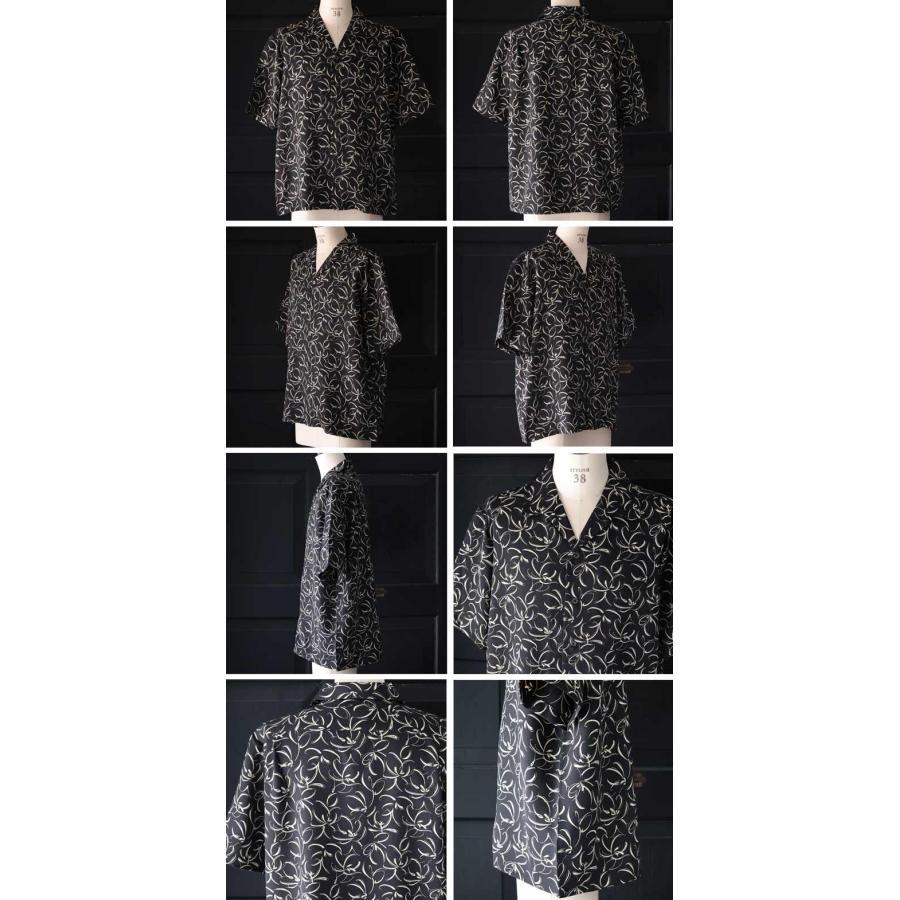 オーディエンス Audience オープンカラー ハーフスリーブシャツ ライトアムンゼン モノトーンフラワー マシンプリント 捺染 梨地 丹後 日本製 | Audience | 20