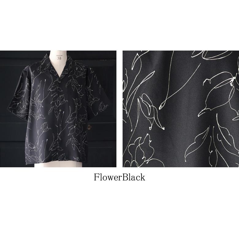 オーディエンス Audience オープンカラー ハーフスリーブシャツ ライトアムンゼン モノトーンフラワー マシンプリント 捺染 梨地 丹後 日本製 | Audience | 17