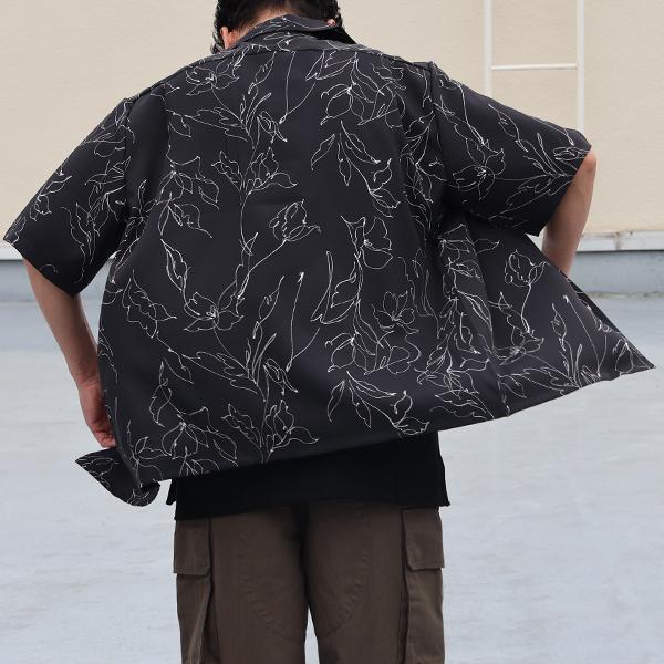 オーディエンス Audience オープンカラー ハーフスリーブシャツ ライトアムンゼン モノトーンフラワー マシンプリント 捺染 梨地 丹後 日本製 | Audience | 04