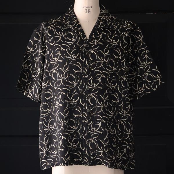 オーディエンス Audience オープンカラー ハーフスリーブシャツ ライトアムンゼン モノトーンフラワー マシンプリント 捺染 梨地 丹後 日本製 | Audience | 11