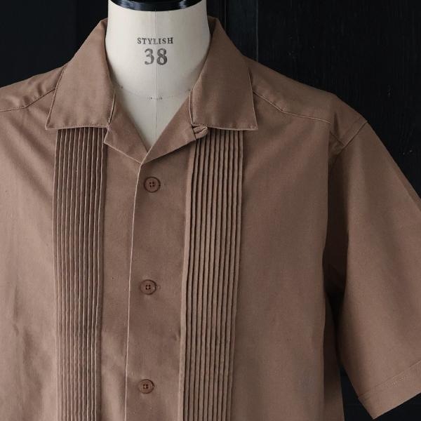 オーディエンス Audience ハーフスリーブ オープンカラーシャツ 綿麻ビンテージキャンバス ピンタック AUD6642 | Audience | 13