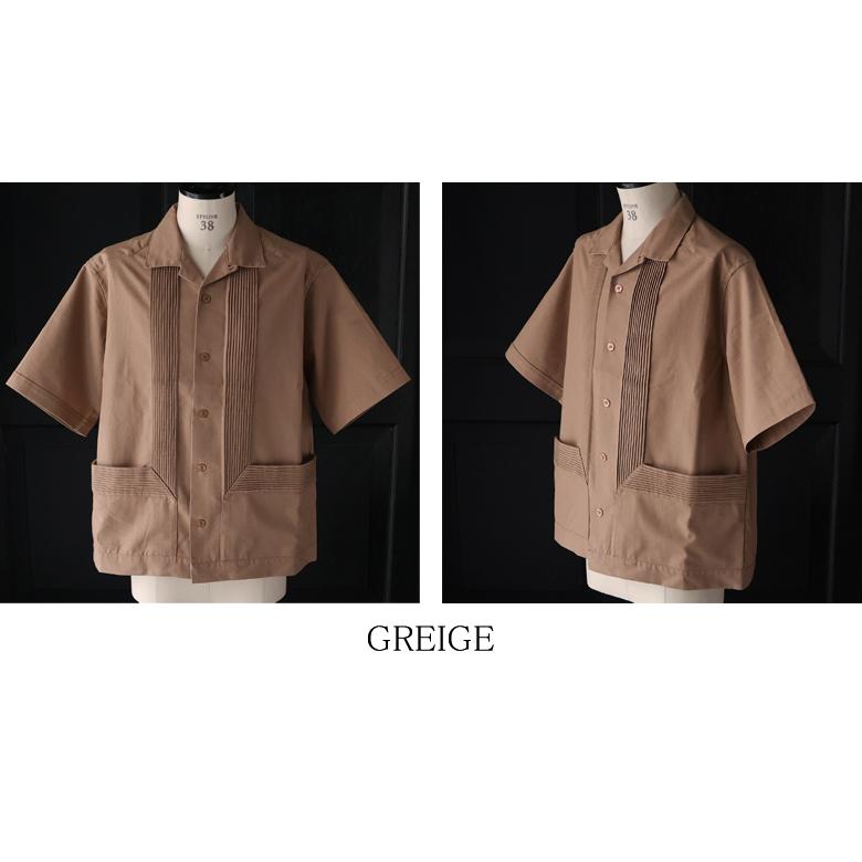 オーディエンス Audience ハーフスリーブ オープンカラーシャツ 綿麻ビンテージキャンバス ピンタック AUD6642 | Audience | 16