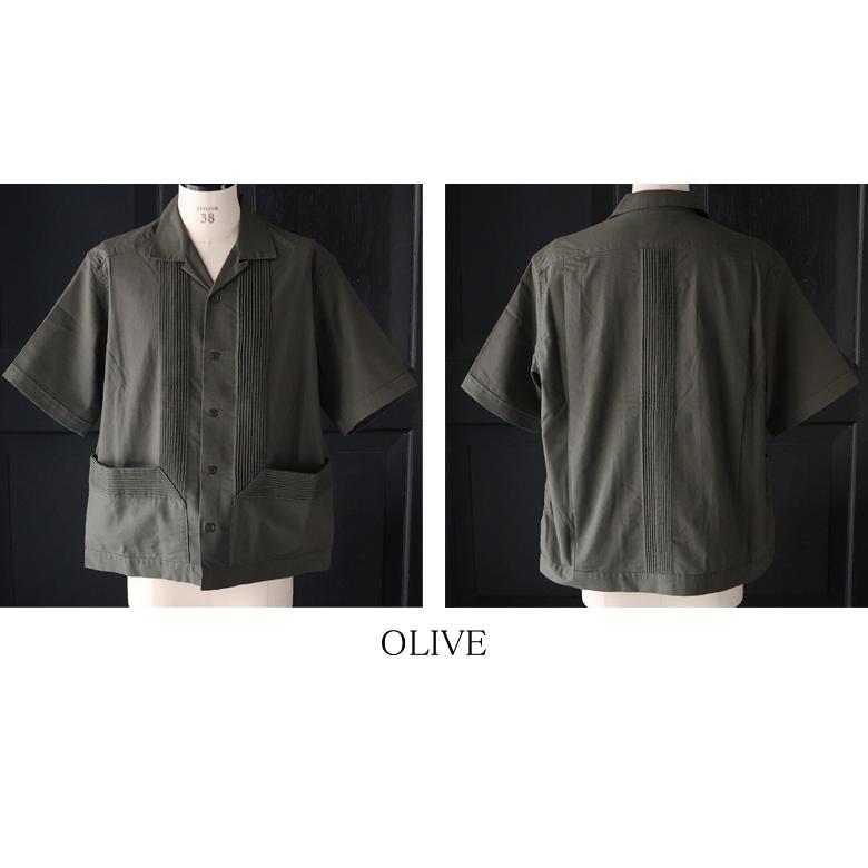 オーディエンス Audience ハーフスリーブ オープンカラーシャツ 綿麻ビンテージキャンバス ピンタック AUD6642 | Audience | 17