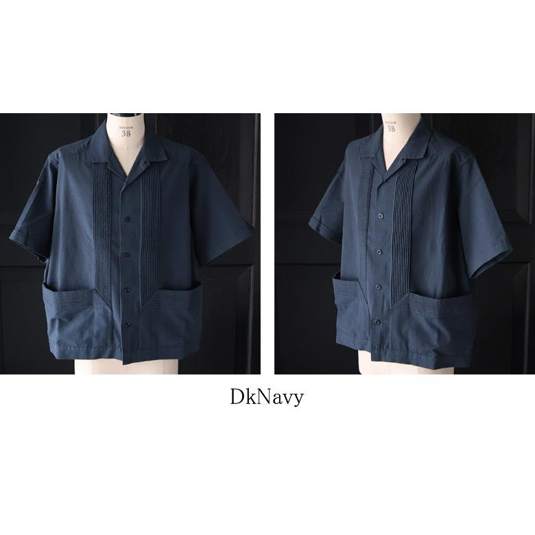 オーディエンス Audience ハーフスリーブ オープンカラーシャツ 綿麻ビンテージキャンバス ピンタック AUD6642 | Audience | 18