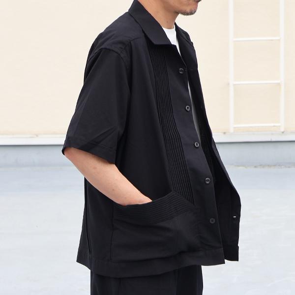 オーディエンス Audience ハーフスリーブ オープンカラーシャツ 綿麻ビンテージキャンバス ピンタック AUD6642 | Audience | 03