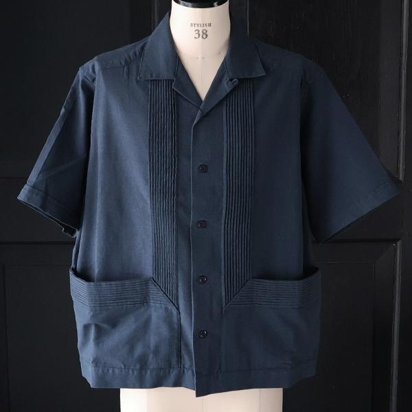 オーディエンス Audience ハーフスリーブ オープンカラーシャツ 綿麻ビンテージキャンバス ピンタック AUD6642 | Audience | 09