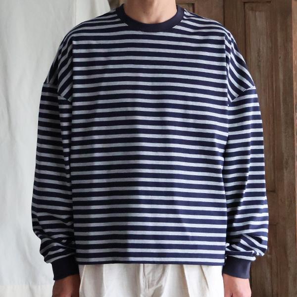 オーディエンス Audience ボーダークルーネッククロップド 長袖 Tシャツ MVS天竺 VORTEX 8オンス 日本製 AUD6695 | Audience | 02