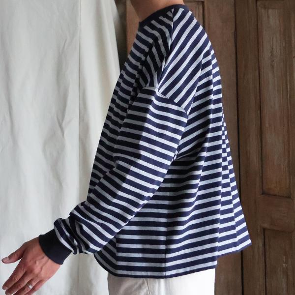 オーディエンス Audience ボーダークルーネッククロップド 長袖 Tシャツ MVS天竺 VORTEX 8オンス 日本製 AUD6695 | Audience | 03