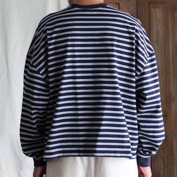 オーディエンス Audience ボーダークルーネッククロップド 長袖 Tシャツ MVS天竺 VORTEX 8オンス 日本製 AUD6695 | Audience | 04