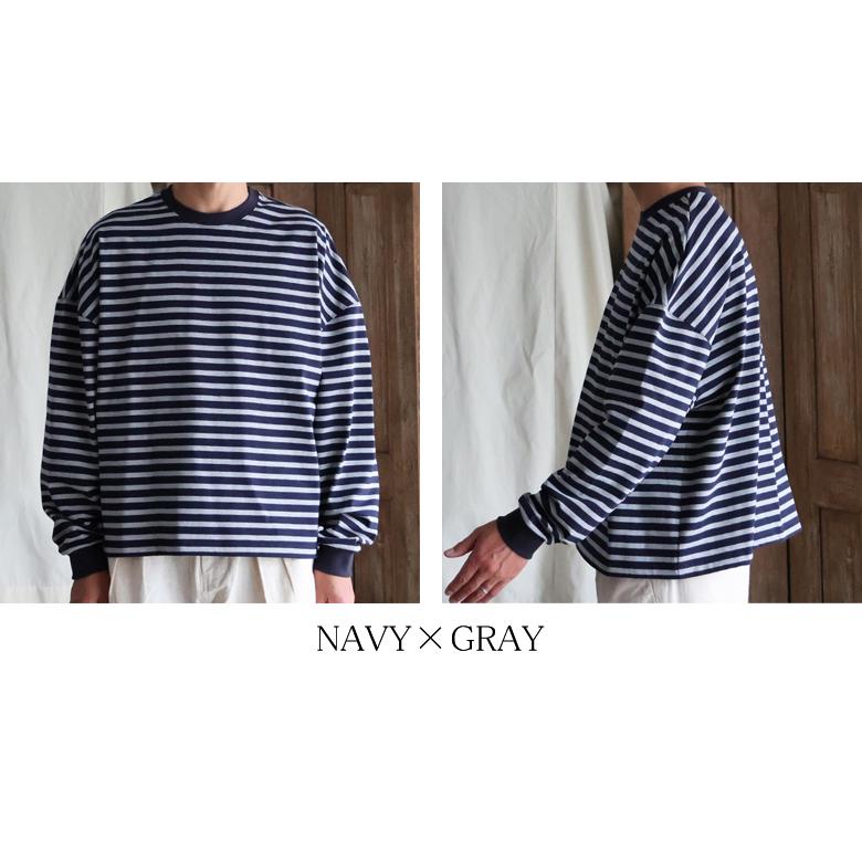 オーディエンス Audience ボーダークルーネッククロップド 長袖 Tシャツ MVS天竺 VORTEX 8オンス 日本製 AUD6695 | Audience | 11