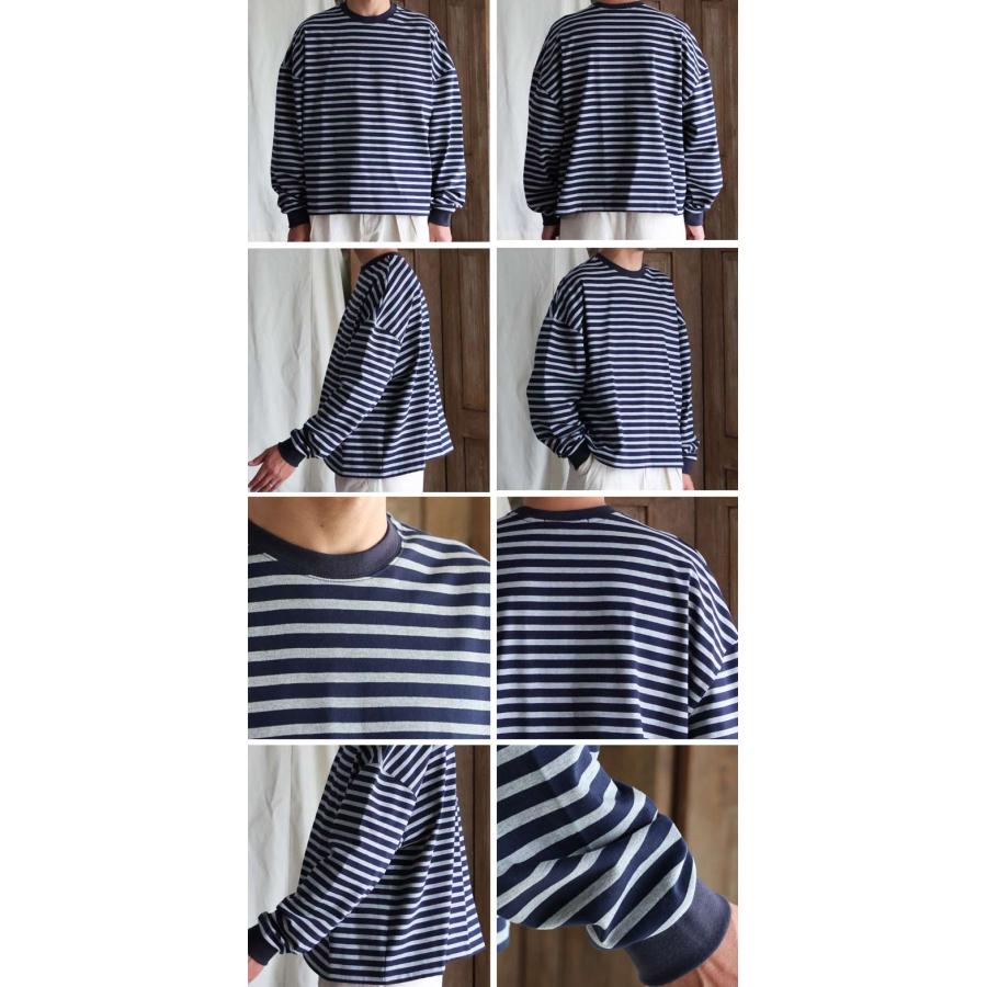 オーディエンス Audience ボーダークルーネッククロップド 長袖 Tシャツ MVS天竺 VORTEX 8オンス 日本製 AUD6695 | Audience | 13