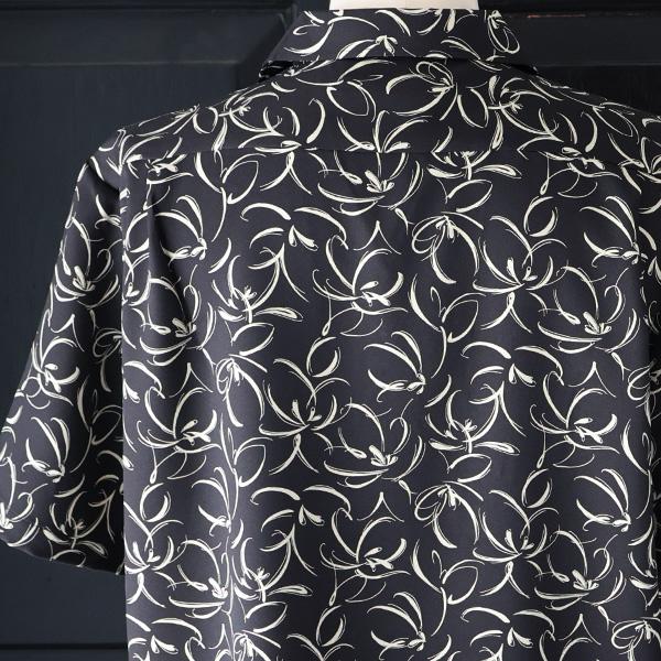 オーディエンス Audience オープンカラー ハーフスリーブシャツ ライトアムンゼン モノトーンフラワー マシンプリント 捺染 梨地 丹後 日本製 AUD6708 | Audience | 16